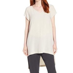 Eileen Fisher High Low V Neck silk tunic